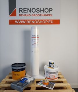 Complete Set 50m2 Glasvezel 200 Grams Met Lijm, Latex Schrobklasse 1 En Benodigdheden
