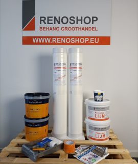 Complete Set 100m2 Glasvezel 200 Grams Met Lijm, Latex Schrobklasse 1 En Benodigdheden